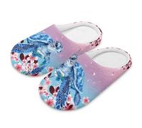 Cugasmaru Turtle Slippers for Women Bedroom Shoes Cherry Blossom House Shoes Fluffy Indoor Soft Sole Bedroom Spa Sleepers Womens Size 9/Mens Size 8