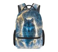 Cugasmaru Wolf Backpacks for Boys School Backpack 17 inch Lightweight Multi-Pocket Pack for Forest Adventure Sleepover Cool Design for Little Boys Nature Lovers