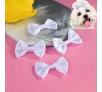 cuhair 5pcs Small Dog Hair Clips,Bow with Clip for Dogs Cats Pets,Puppy,Yorkshire Maltese,Dog Hair Grooming Accessories Bow (white)