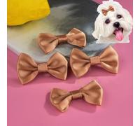 cuhair 5pcs Small Dogs Hair Ties,Bow with Rubber Band for Dogs Cats Pets,Puppy,Yorkshire Maltese,Dog Hair Accessories Bow Grooming Products (light coffee)