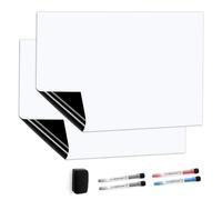 CUHIOY 2Pcs Magnetic Fridge Whiteboard 50x30cm, Dry Wipe Board for Kitchen | Includes 4 Markers & 1 Eraser, Magnet Notice Memo White Board, Daily Weekly Planner for Office Menu Shopping List, Reminder