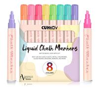 CUHIOY Chalk Pens for Glass Washable, 8 Pack Chalkboard Markers Colour, Wipeable Pastel Chalk Markers Fine Tip for Blackboards, Mirror, Window, and Bistro - 6mm Reversible Bullet & Chisel Tip