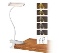 CUHIOY Clip on Light for Headboard, Rechargeable Battery Bunk Bed Reading Light with Clamp, 5 Color 5 Brightness, Touch Control Desk Light with Flexible Arm, Eye Protect Bedside Book Light (White)