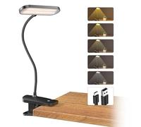 CUHIOY Clip on Light for Headboard, Rechargeable Battery Bunk Bed Reading Light with Clamp, 5 Color 5 Brightness, Touch Control Desk Light with Flexible Arm, Eye Protect Bedside Book Light (Black)