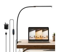CUHIOY Desk Lamp with Clamp, Eye-Caring LED Desk Lights, 3 Colors 10 Brightness, Flexible Gooseneck Clip on Table Lamp for Homeoffice, Reading, Nail, Craft, Architect, Extra Long USB Cable & 1 Adapter