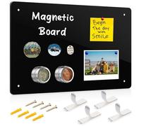 CUHIOY Magnetic Board for Wall, 43 x 30CM A3 Metal Magnet Boards with Hanging Strips & Screws, Notice Board for Magnetic Spice Jars, Fridge Magnets, Home, Cabinet Bedroom, RV Use (Black, 1Pack)