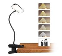 CUHIOY Rechargeable Clip on Light for Headboard, 5 Color Desk Light, Black | 5 Brightness Levels, Touch Control, Flexible Arm, Eye Protect Bedside Book Light, Battery Reading Light with Clamp