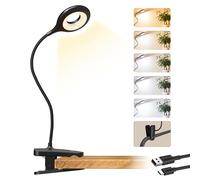 CUHIOY Rechargeable Clip Reading Light for Bed, Adjustable Desk Lamp, Black | Portable Battery Clamp Bedside Lights, Eye Protect Book Light with Flexible Neck, Touch Control Lamp for Sewing Crafting