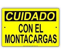 Cuidado Con El Montacargas Aluminum Forklift Spanish Sign Funny Warning Signs Metal Aluminum for Private Property Home Decor Sign 8"x12"