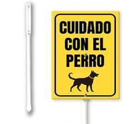 Cuidado Con el Perro (Spanish Beware of Dog) Yard Sign with Stake 8 x 12 inch Aluminum Sign,Easy to Install,Warning Signs Outdoor Use