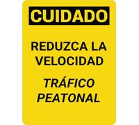 Cuidado - Reduzca la Velocidad del Tra?fico Peatonal Vertical - Wall Sign Caution Metal Danger Warning Yard Indoor Or Outdoor 8"x12"