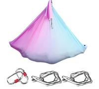 CUIDM 4m Aerial Yoga Hammock Set, Ombre Aerial Silks, Gradient Color, Yoga Fitness Stretch Belt for Gym, Indoor Yoga Studio