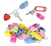 Cuifati 20Pcs Hole Shoes Keychains, 1.4 X 3.0in 5 Colors Silicone Slipper Shoe Keychains, Reusable Beach Hole Shoes Key Chains for DIY Backpack Purse Luggage Party Favors
