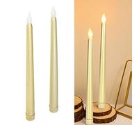 Cuifati 2pcs Flameless LED Candles, LED Taper Candles, Battery Operated Flickering Bright LED Candlesticks, Decorative LED Light for Party, Wedding, Halloween, Christmas (Full spray gold)