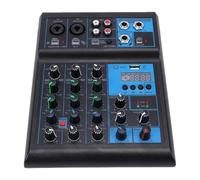 Cuifati 4 Channel Audio Mixer with Dual Wireless Mic, HD Audio Low Noise USB XLR 6.35mm Jacks Interfaces, Led Indicator Lights & Adjustment Knob for Karaoke Studio