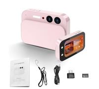 Cuifati 4K Digital Camera for Photography, 64MP Autofocus CCD Camera with 32GB Memory Card, 16X Digital Zoom Compact Travel, Portable for Teens & Adult Beginners (Pink)