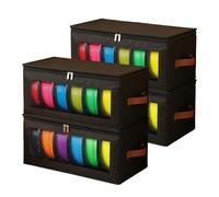 Cuifati 4pcs 3D Print Filament Storage Box, Accommodate 24 Rolls Consumables Oxford Fabric Storage Box, with Water Proof Zipper Top for Studio Workshop (Black)