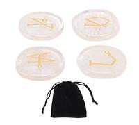 Cuifati 4Pcs Healing Crystal Rune Stones Set, Portable Chakra Stones Palm Stone Reiki Balancing, Witches Rune Set Engraved Smoother Yoga Stone for Meditation Healing Decompression Gift
