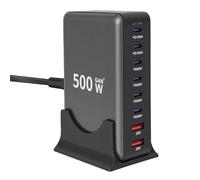 Cuifati 500W USB C Fast Block, 8 Port USB Charging Station, GaN Ⅲ Pro 4 100W PD PPS Port Fast Charging Station for Multiple Devices, Compatible with Tablet (GB Plug)