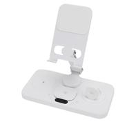 Cuifati 6 in 1 Wireless for IOS Device, Foldable and Rotatable Charging Station with Clock & Ambient Light, for IOS 16 15 14 Phone Series, Watch Series 1 to 10 (White)