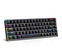 Cuifati 68 Keys Mechanical Keyboard, Red Key Hot Swappable RGB Backlit with Triple Mode Wired 2.4G BT 5.0 for PC Tablet Smartphone (Black 3 Mode)