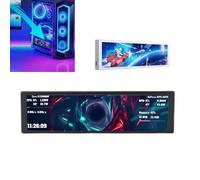 Cuifati 9.2 Inch PC Case LCD Screen with Theme Editor 1920 X 462 FHD Stretched Bar Display, Landscape Portrait Mode for Monitoring Computer Temp RAM CPU GPU Data (White)