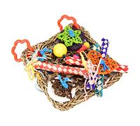 Cuifati Bird Climbing Net Colorful Chewing Toy for Little Parrots, Attractive Hanging Decoration for Small Medium Sized Birds, Natural Material