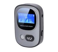 Cuifati Bluetooth 5.3 Transmitter Receiver, Dual 3.5mm Ports AptX Low Latency Wireless Adapter, with Display and 18H Playback, for Airplane TV Laptop