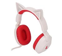 Cuifati Cat Ear Bluetooth Headphones for Kids Adults, Over Ear Headphones with BT5.4, Noise Cancelling, Rhythm Sync LED Lights, Foldable Headset for Gaming Travel (Red)