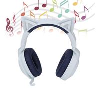 Cuifati Cat Ear Wireless Headphones, Bluetooth 5.4 Kids Headphones with LED Light Effect Touch Control, 35H Playtime, Foldable Over Ear Headset with Microphone for Travel Tablet Laptop PC (Blue)