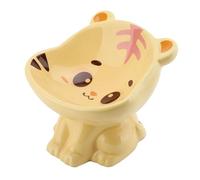 Cuifati Ceramic Raised Cat Bowls for Indoor Cats, 5 Inch Tiger Shape Elevated Cat Food Bowls, 15° Tilted Whisker Friendly Pet Bowl Set for Food and Water, Cute Pet Dish