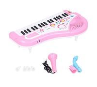 Cuifati Children's Electric Music Toy Educational 37 Keys Music Instrument for Kids Above 3 Years Old with Microphone and Dual Power Mode for Early Learning (Pink)