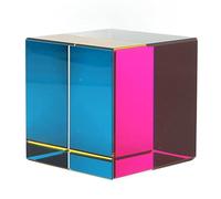 Cuifati Color Cube, 6 Sides Color Mixing Optical Cube Prism, Light Refraction Glass with Kaleidoscope Effects for Tabletop Decor (Glass 2)