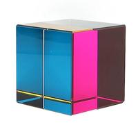 Cuifati Color Cube, 6 Sides Color Mixing Optical Cube Prism, Light Refraction Glass with Kaleidoscope Effects for Tabletop Decor (Glass 3)