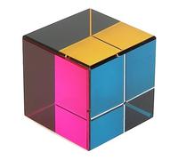 Cuifati Color Cube, 6 Sides Color Mixing Optical Cube Prism, Light Refraction Glass with Kaleidoscope Effects for Tabletop Decor (Glass)