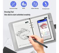 Cuifati Digital Notebook with Smart Pen, Real Time Sync Smart Writing Set with OCR Recognition, Bluetooth 5.0 Digital Pen and Writing Board Set, Compatible with Smartphone (Black Grey Patchwork)