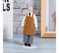 Cuifati Dollhouse Miniature Porcelain Doll Chef Model, Charming Ceramic Doll Indoor Ornament for 1:12 Scale Dollhouse, Eco-Friendly, 6" Tall (store)