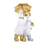 Cuifati Duck Statue Resin Figurine, Hand Painted Couple Under Umbrella