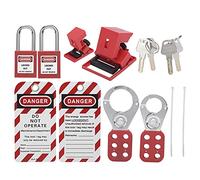 Cuifati Electrical Lockout Tagout Kit Portable Practical Lockout Kits Safety Padlock Hasp 6-Hole Tower, 38mm Steel Padlock with 2 Keys, Clamp Circuit Breaker Lock for ≤42mm/≤18mm,