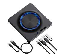 Cuifati External CD DVD Drive, USB 3.0 Type C Portable Optical Drive with 3 USB A Ports and Card Reader, Compatible with Mac, for Laptop Desktop Ultrabook