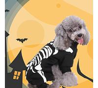 Cuifati Halloween Pet Skeleton Print Sweater Shirt Costume for Dog Cat, Warm Cosplay Clothes for Puppy, Suitable for Poodle Bulldog Maltese, Made of Soft Cotton, Available in S-XL Sizes (Pink #93)