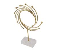 Cuifati Handcrafted Abstract Metal Sculpture for Home Decor, Luxurious Modern Tabletop Ornament 11.8in Iron Statue with Marble Base, Unique Art Figurine for Bookshelf TV Stand Office (7129C-08)