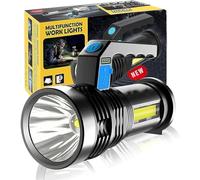 Cuifati Handheld Flashlight, Rechargeable LED Spotlight with Grip, Portable Super Bright Searchlight, 4 Light Modes, Side large flood light, Battery Powered Flashlight, for Outdoor