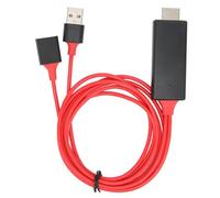 Cuifati IOS Compatible HD Multimedia Interface Cable Adapter 1080P Digital AV Sync Screen Connector for TV Monitor Projector, with USB Charging Feature, TPU Material 1M Cable, 1.4 (Red)
