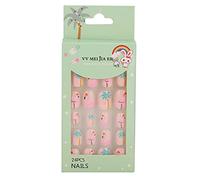 Cuifati Kids Press On Fake Nails Short Full Cover 24pcs, Vivid Colors Cute Patterns for Girls, ABS Plastic Safe & Easy to Use Artificial False Nails with Glue for Children (04)