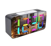 Cuifati Loud Vibrating Alarm Clock with Bed Shaker, Dual Alarms 15 RGB Colors with 7 Inch LED Digital Display, USB Charger, Dimmer, for Deaf/Seniors/Teens (Black)