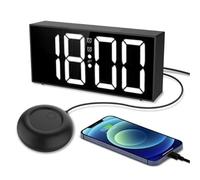Cuifati Loud Vibrating Alarm Clock with Bed Shaker, Dual Alarms with 7.4Inch LED Digital Display, USB Charger, Dimmer, Vibrating Clock for Deaf/Seniors/Teens