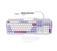 Cuifati Mechanical Gaming Keyboard Typewriter Style, 104 Keys Colorful RGB Lighting USB Wired Computer Keyboard,Wrist Rest Spill Resist Triple Color (Purple)