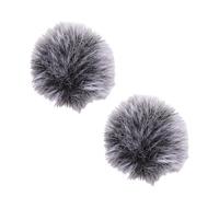 Cuifati Microphone Windscreen 2PCS for Rode Wireless Go II, Noise Reduction Furry Mic Pop Filter with Synthetic Fur, Ambient Noise Reduction Fluffy Windscreen for Recording Studio (Gray)