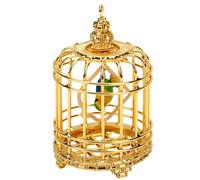 Cuifati Mini Bird Cage Dollhouse Decor 1:12 Scale Tiny Birdcage, Zinc Alloy Miniature Bird Cage Ornament for Photography Props Scene Display (Gold)